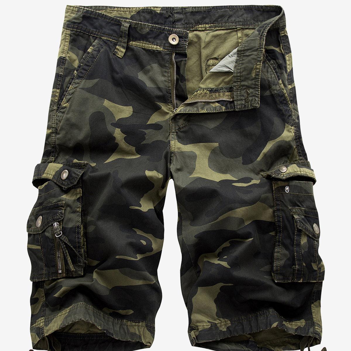 Men's Plus Size Solid Color Casual Cotton Camo Shorts