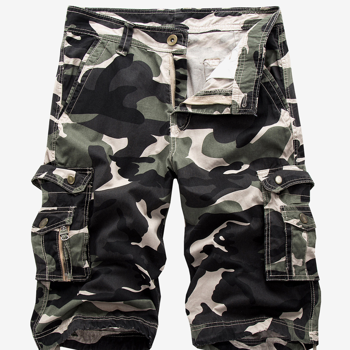 Men's Plus Size Solid Color Casual Cotton Camo Shorts