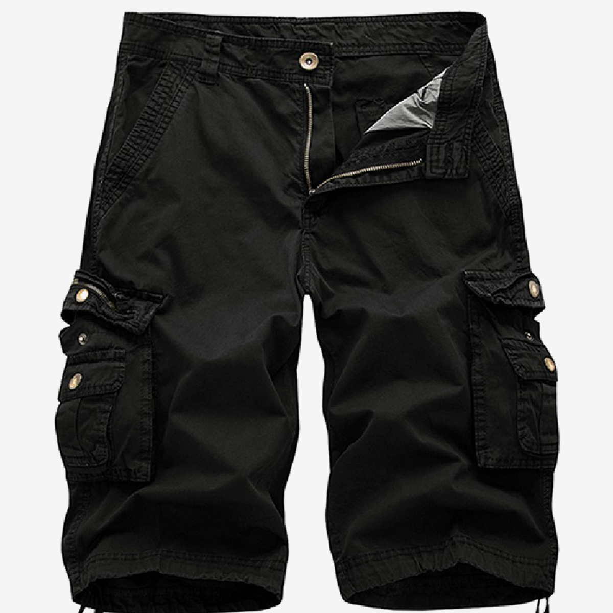Men's Plus Size Solid Color Casual Outdoor Multi-Pocket Cotton Shorts