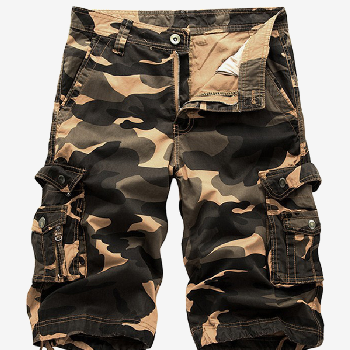Men's Plus Size Solid Color Casual Cotton Camo Shorts