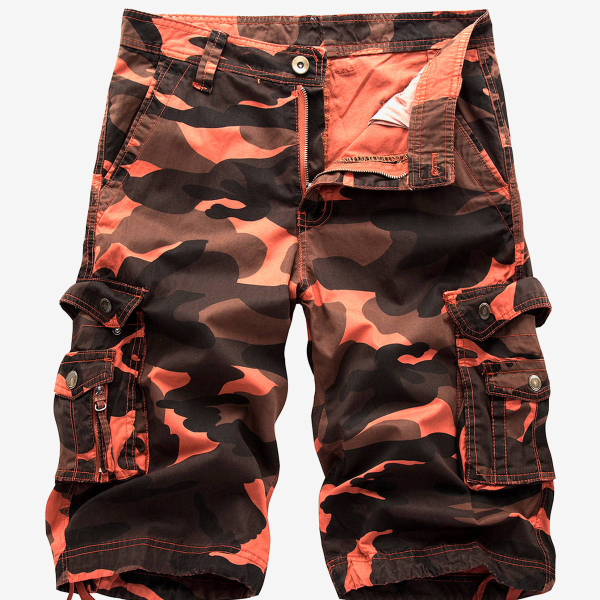 Men's Plus Size Solid Color Casual Cotton Camo Shorts
