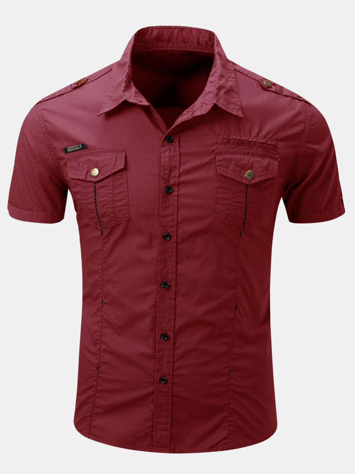Men's Casual Cotton Pocket Outdoor Short Sleeve Shirt