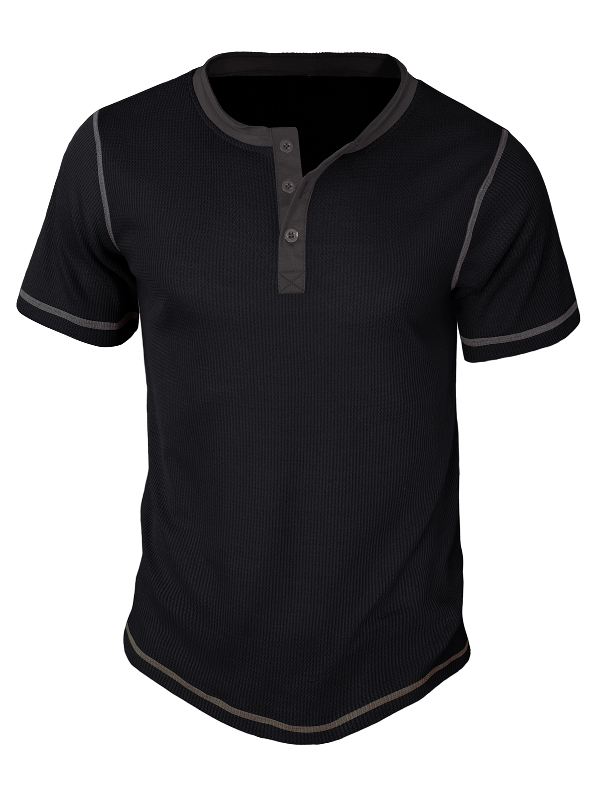 Men's Breathable Solid Color Henley Collar Vintage Short Sleeve T-Shirt