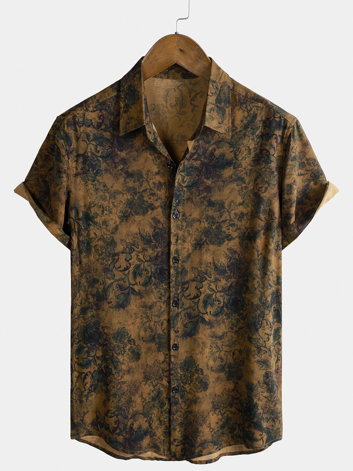 Men's Island Holiday Bohemian Short Sleeve Vintage Muted Botanical Breathable Lightweight Shirt