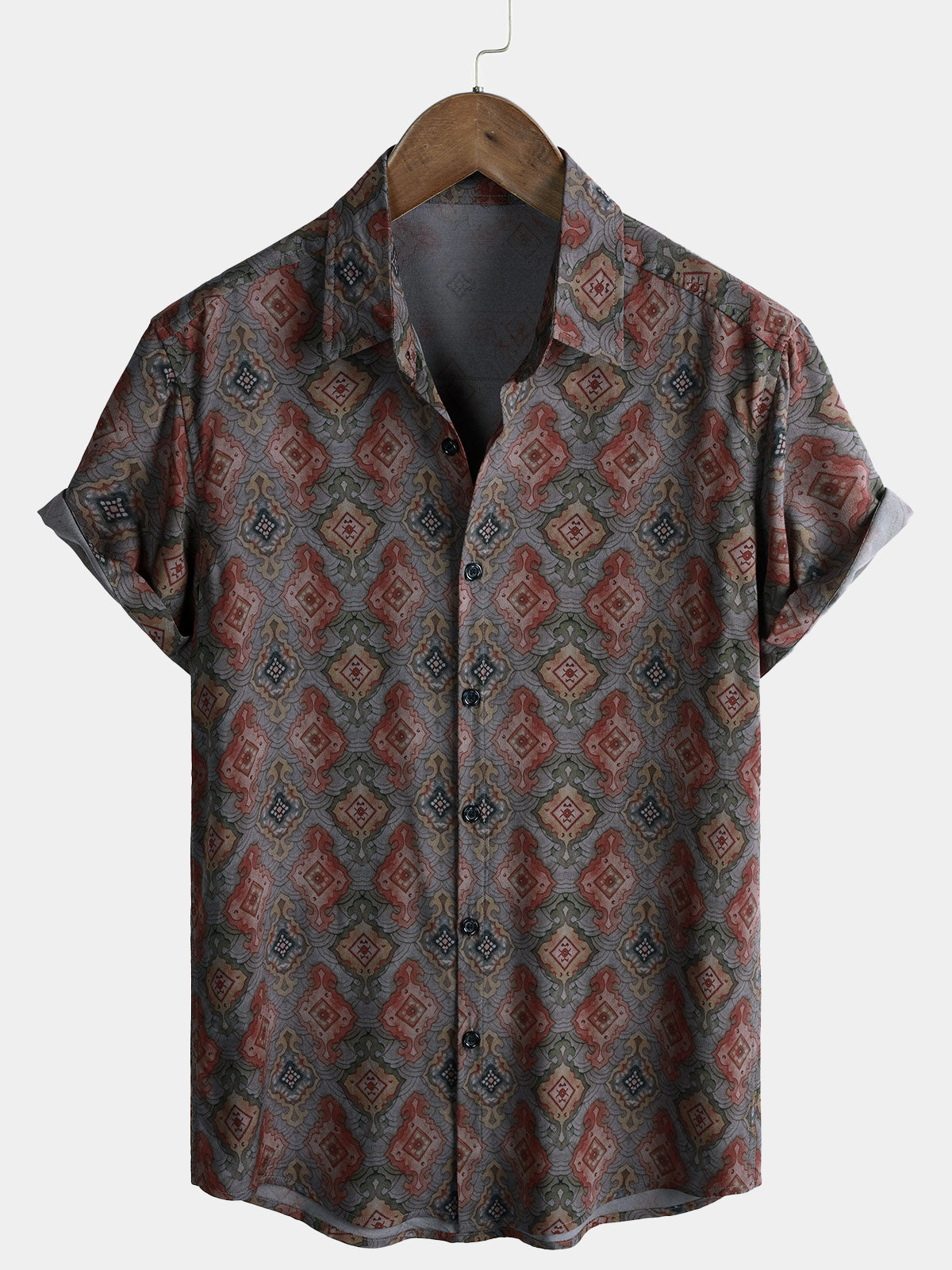 Men's Vintage Tribal Graphic Short Sleeve Bohemian Lightweight Breathable Cruise Shirt