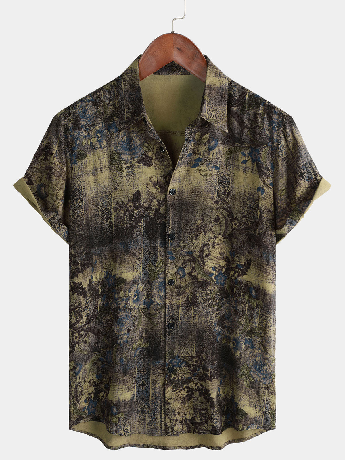 Men's Summer Vintage Casual Holiday Short Sleeve Button Up Shirt