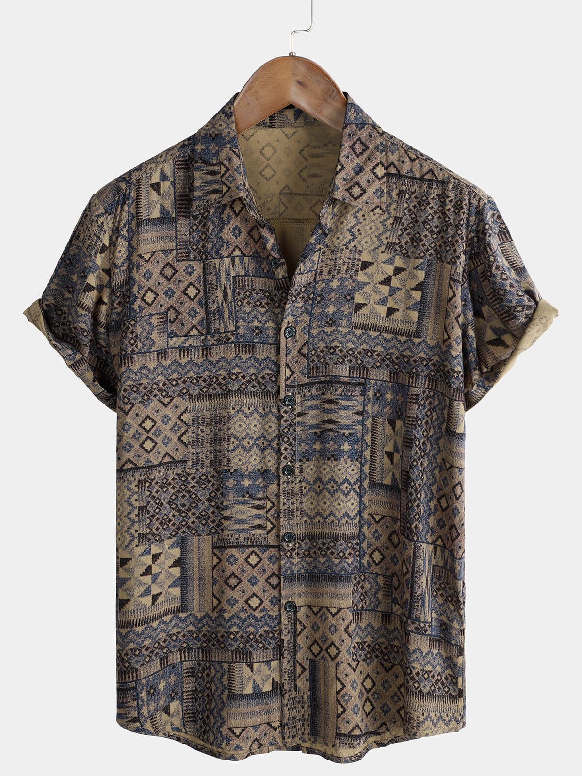Men's Casual Vintage Rayon Holiday Short Sleeve Shirt