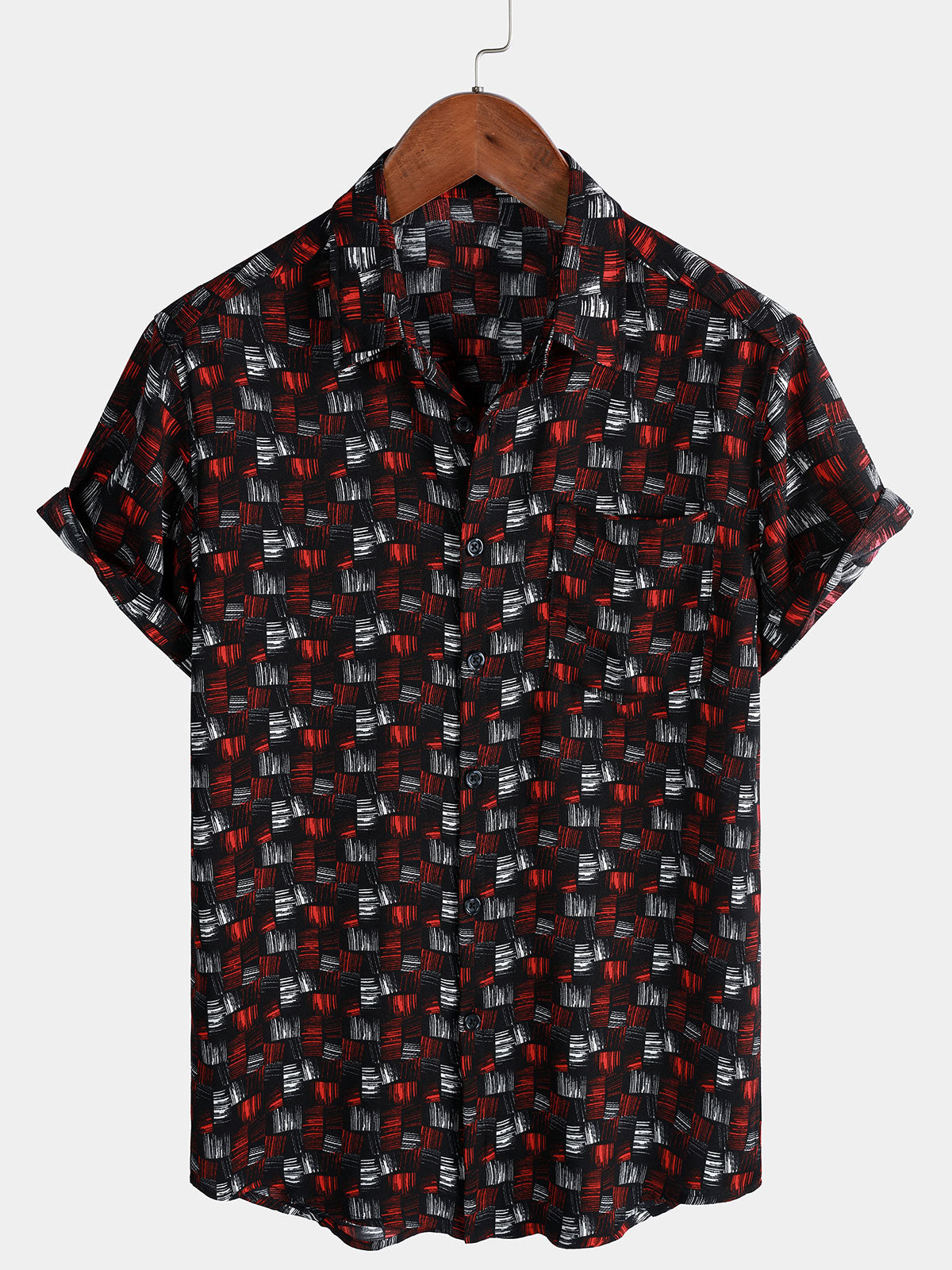 Men's Red Casual Summer Holiday Retro Short Sleeve Shirt