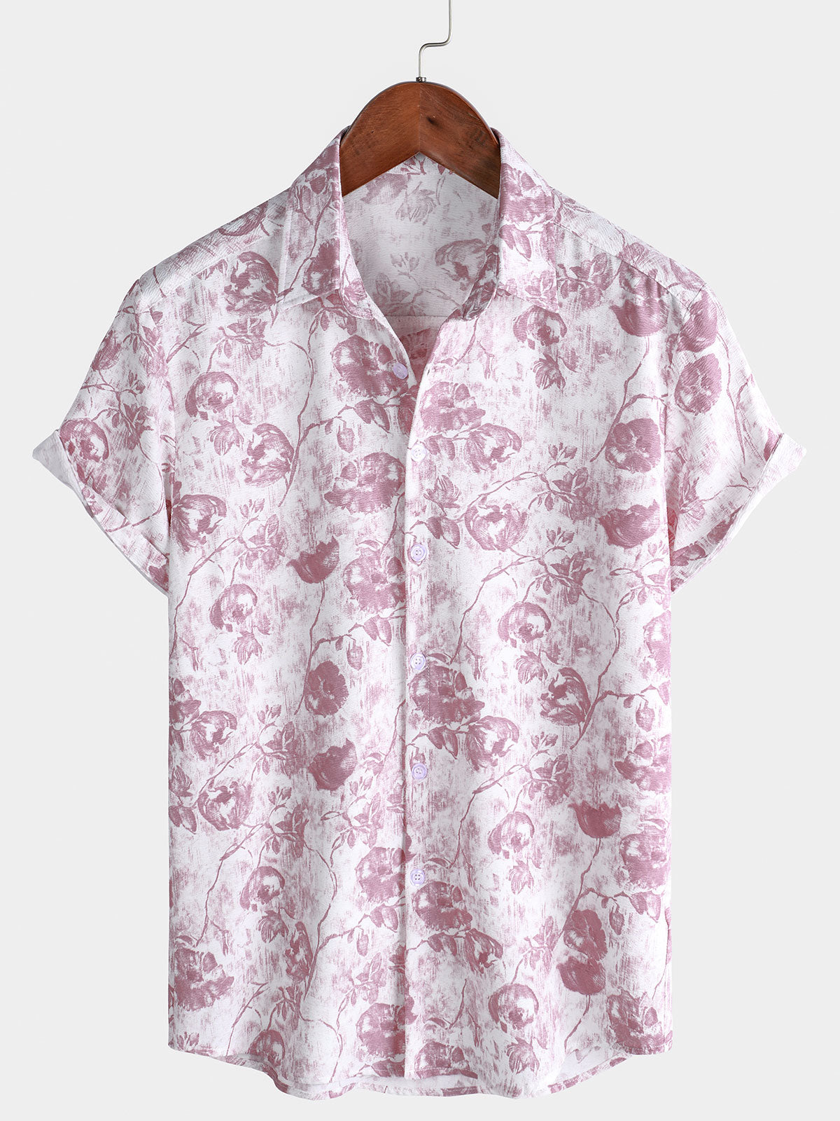 Men's Floral Print Holiday Hawaiian Short Sleeve Shirt