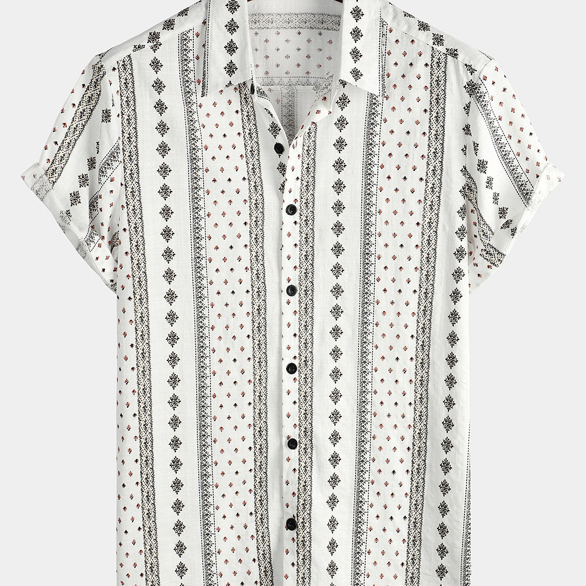 Men's Green Holiday Flower Print Summer Button Up Floral Short Sleeve