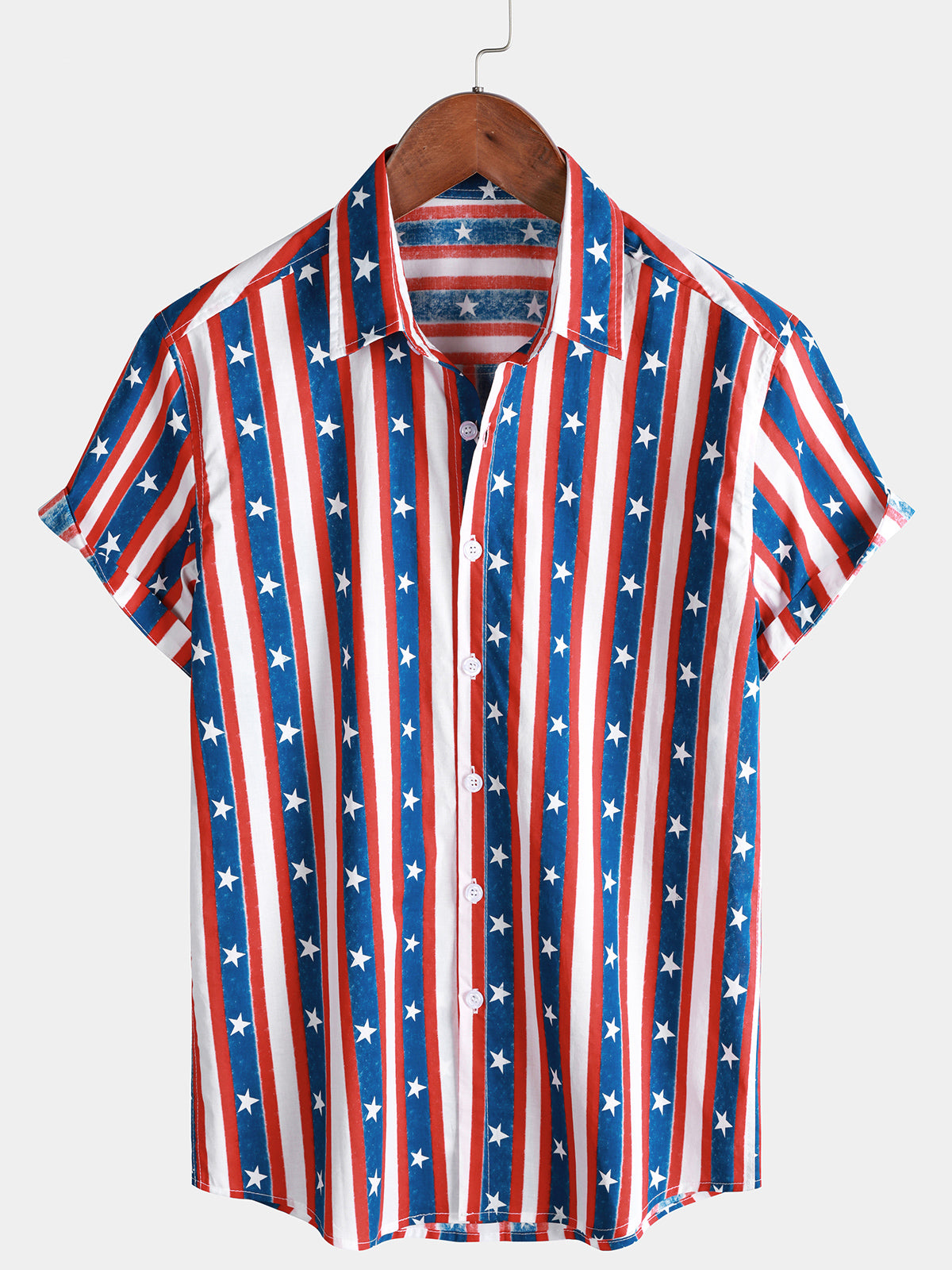 Men's USA Independence Day Star Stripe Casual Short Sleeve Shirt