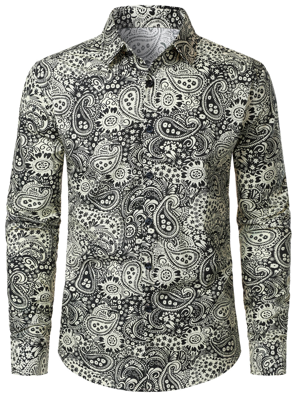 Men's Vintage Paisley Print Cotton Long Sleeve Shirt