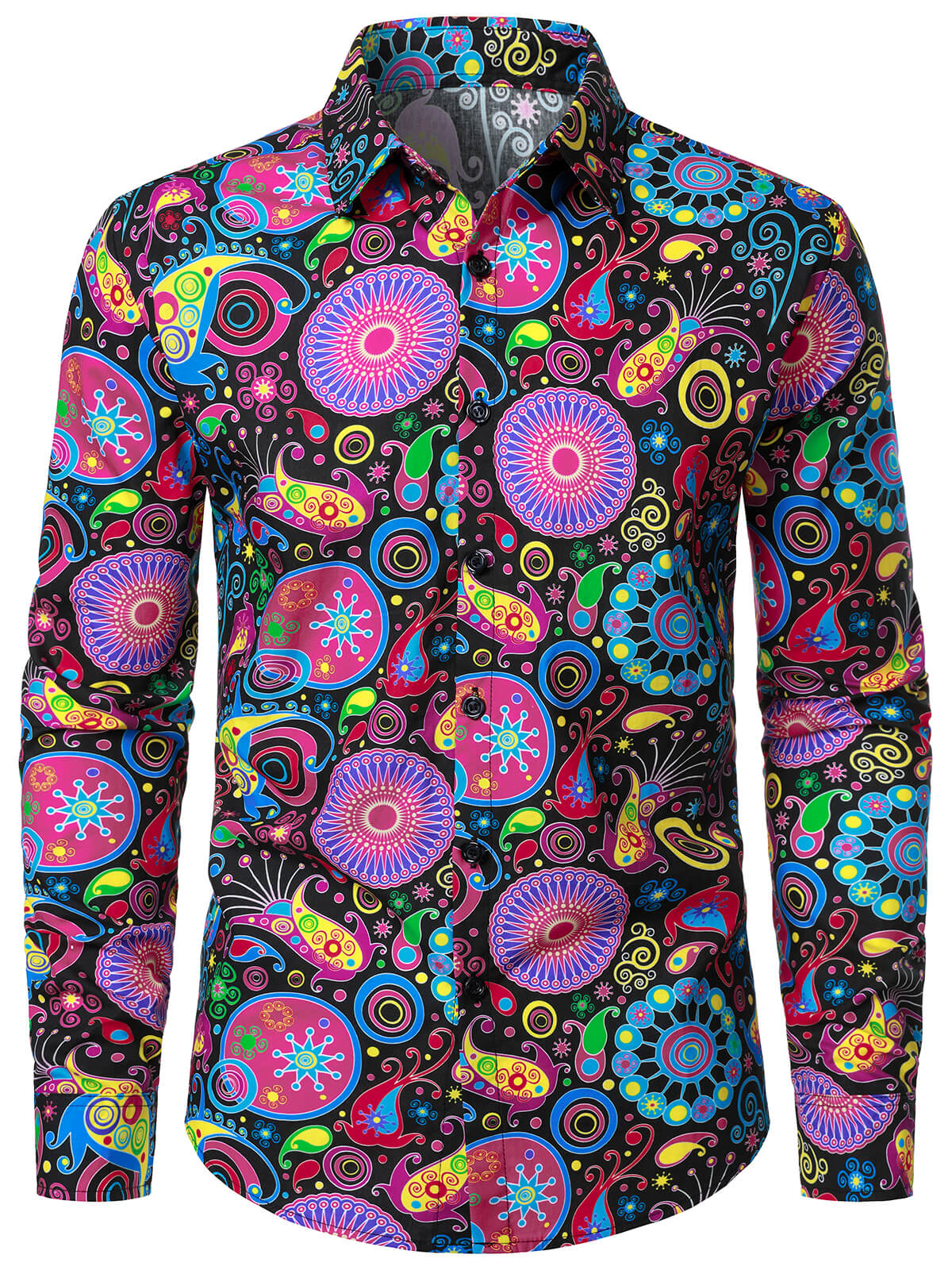 Men's Vintage Paisley Print Cotton Long Sleeve Shirt