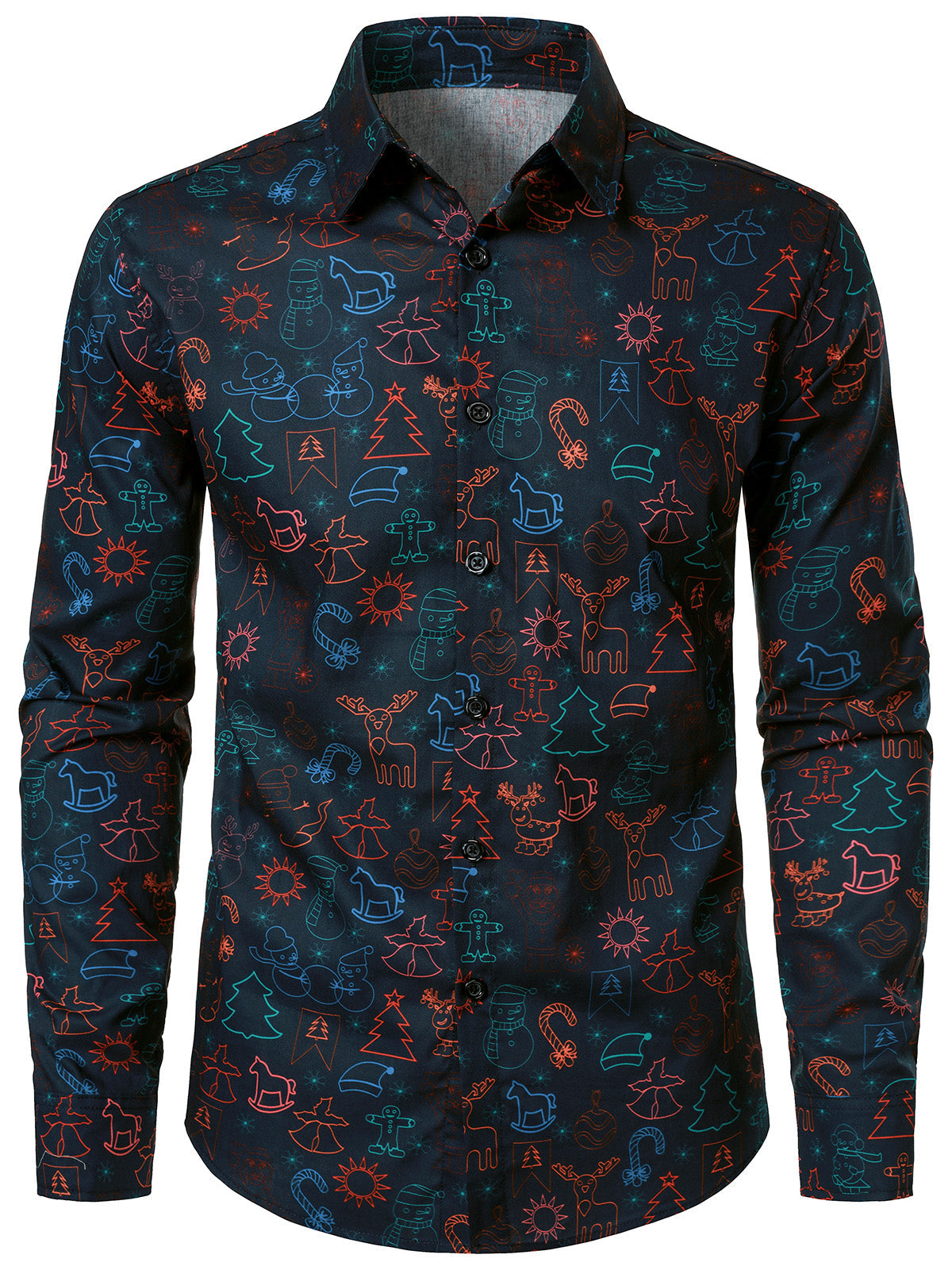 Men's Snowman Christmas Cotton Long Sleeve Shirt