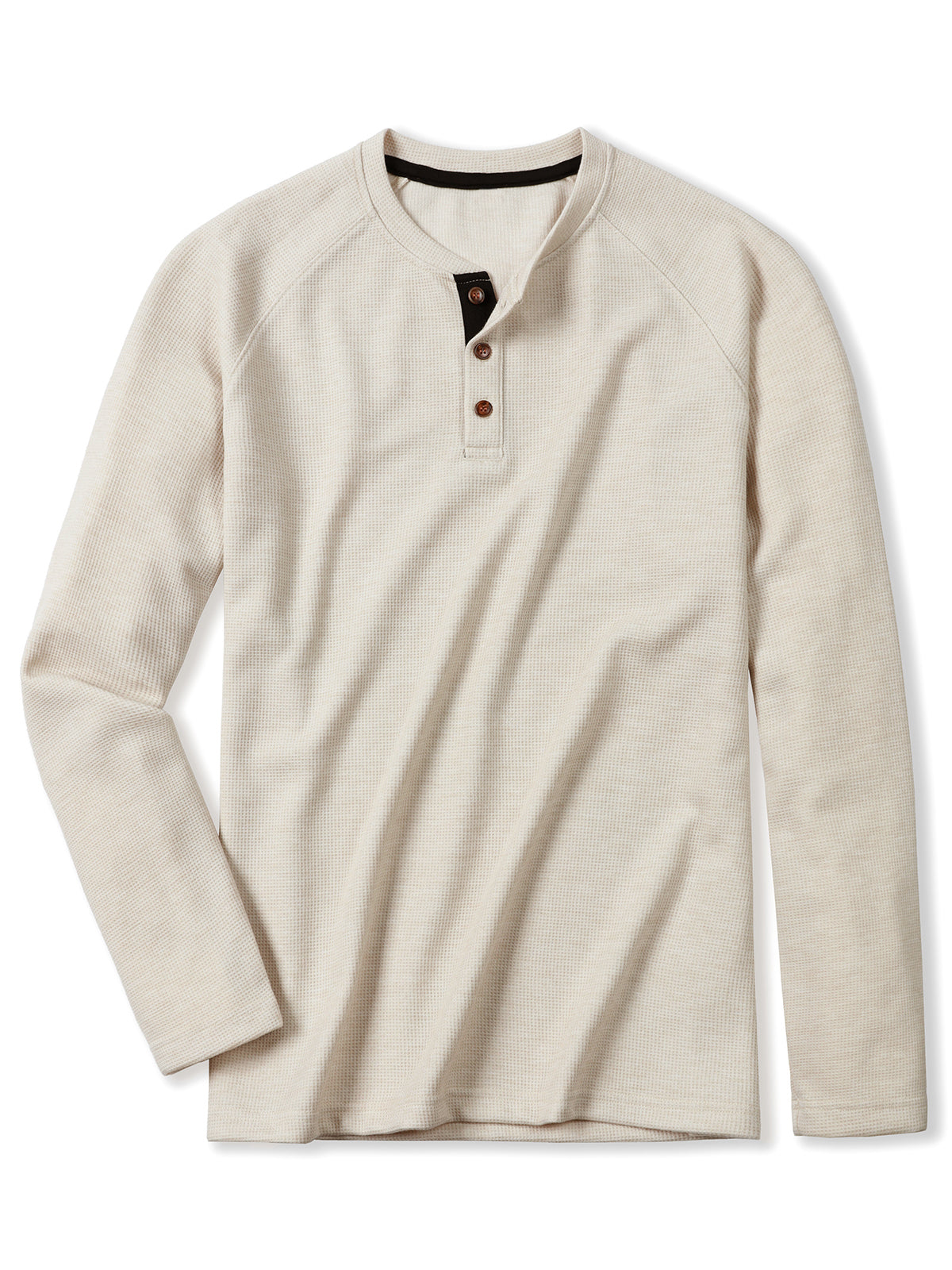 Men's Beige Casual Long Sleeve T-Shirt