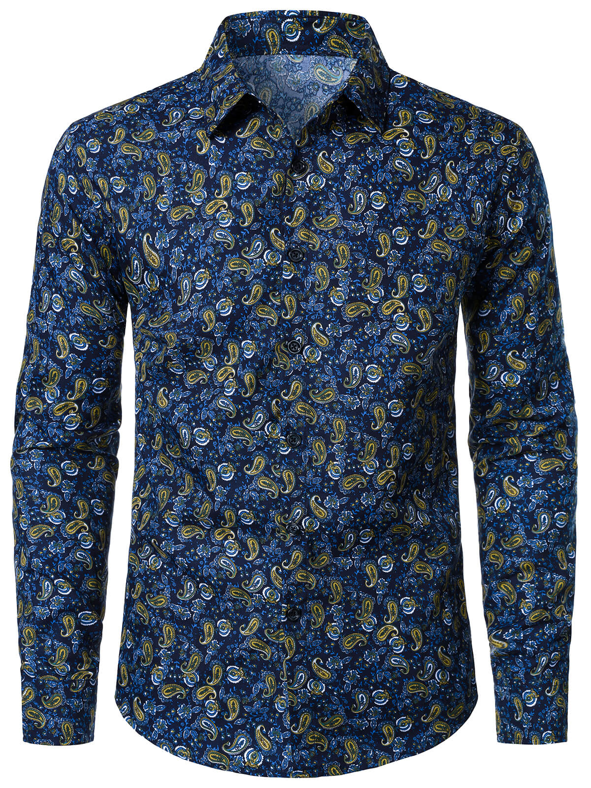 Men's Paisley Button Up Long Sleeve Shirt