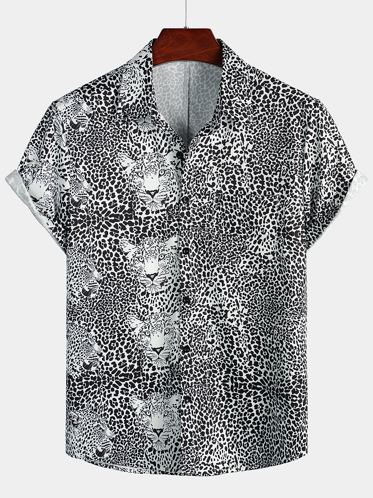 Men's Leopard Summer Pocket Short Sleeve Shirt
