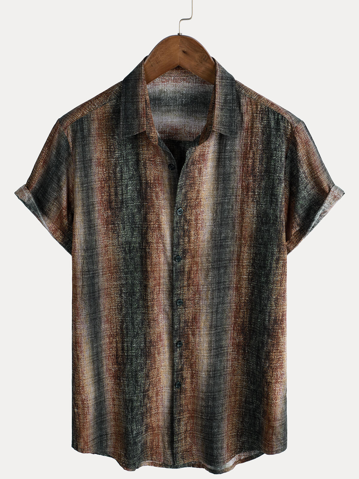 Men's Casual Retro Striped Print Holiday Short Sleeve Shirt