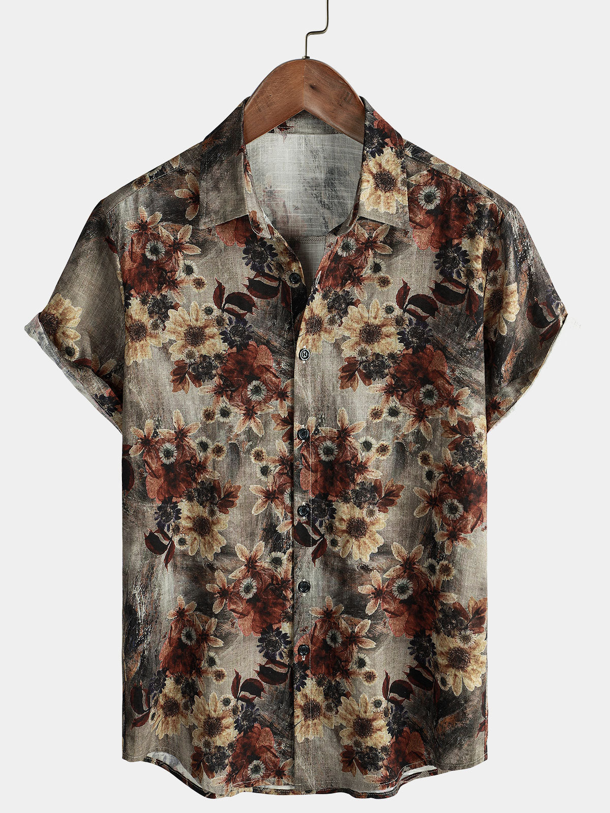 Men's Retro Floral Casual Short Sleeve Shirt
