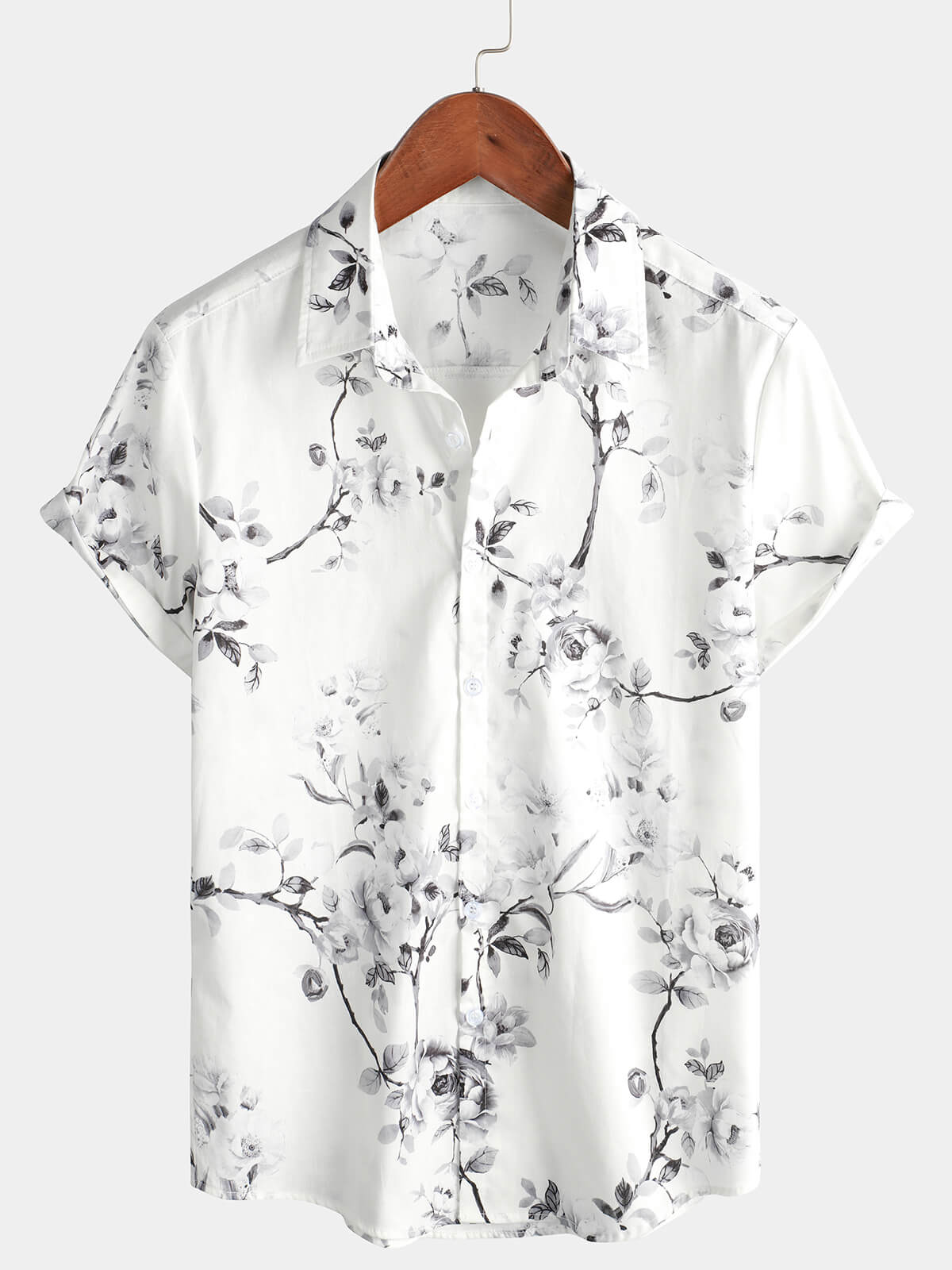 Men's Floral White Summer Holiday Beach Hawaiian Shirt