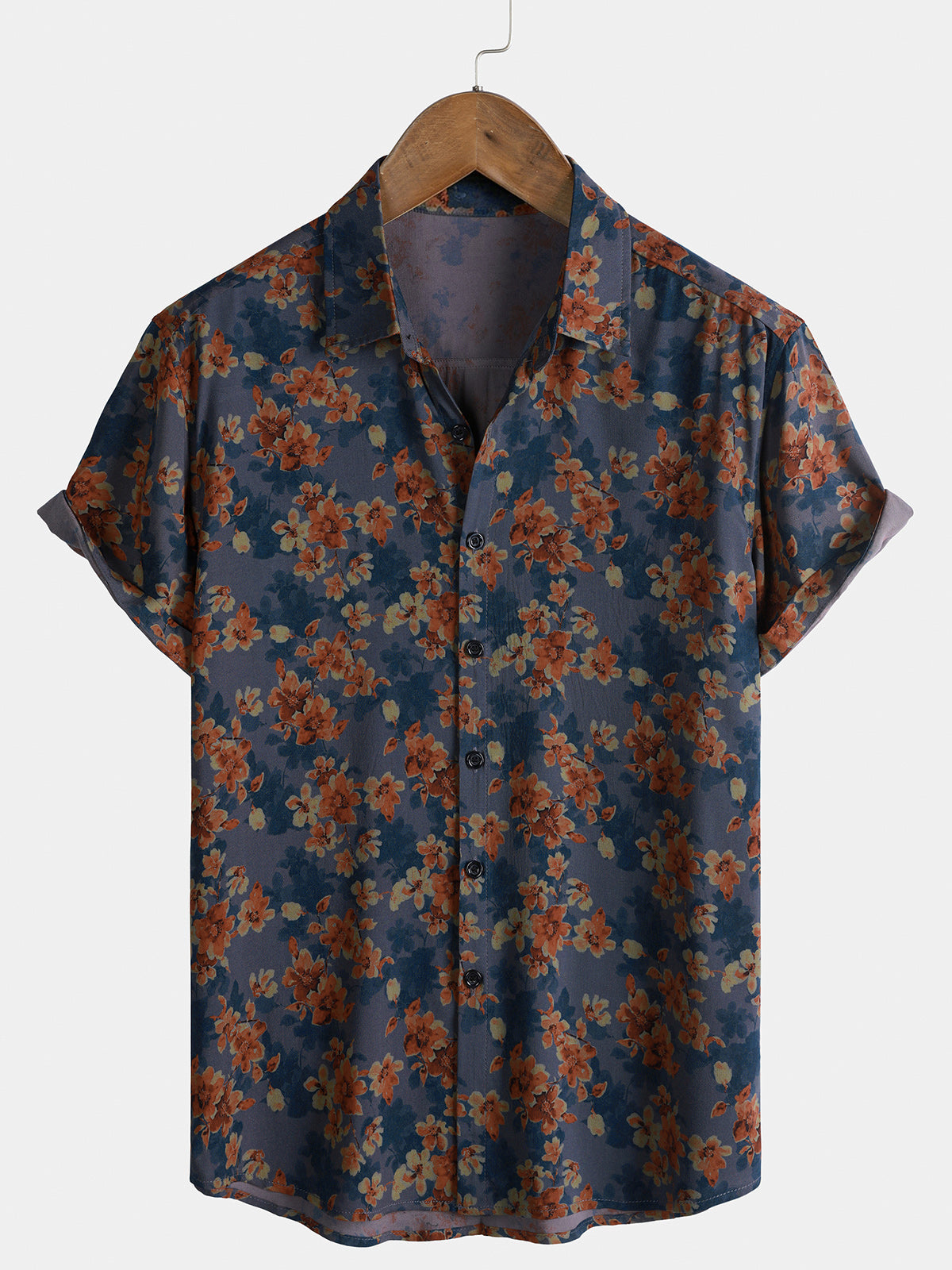 Men’s Everyday Casual Weekend Floral Vintage Summer Beach Breathable Short Sleeve Shirt