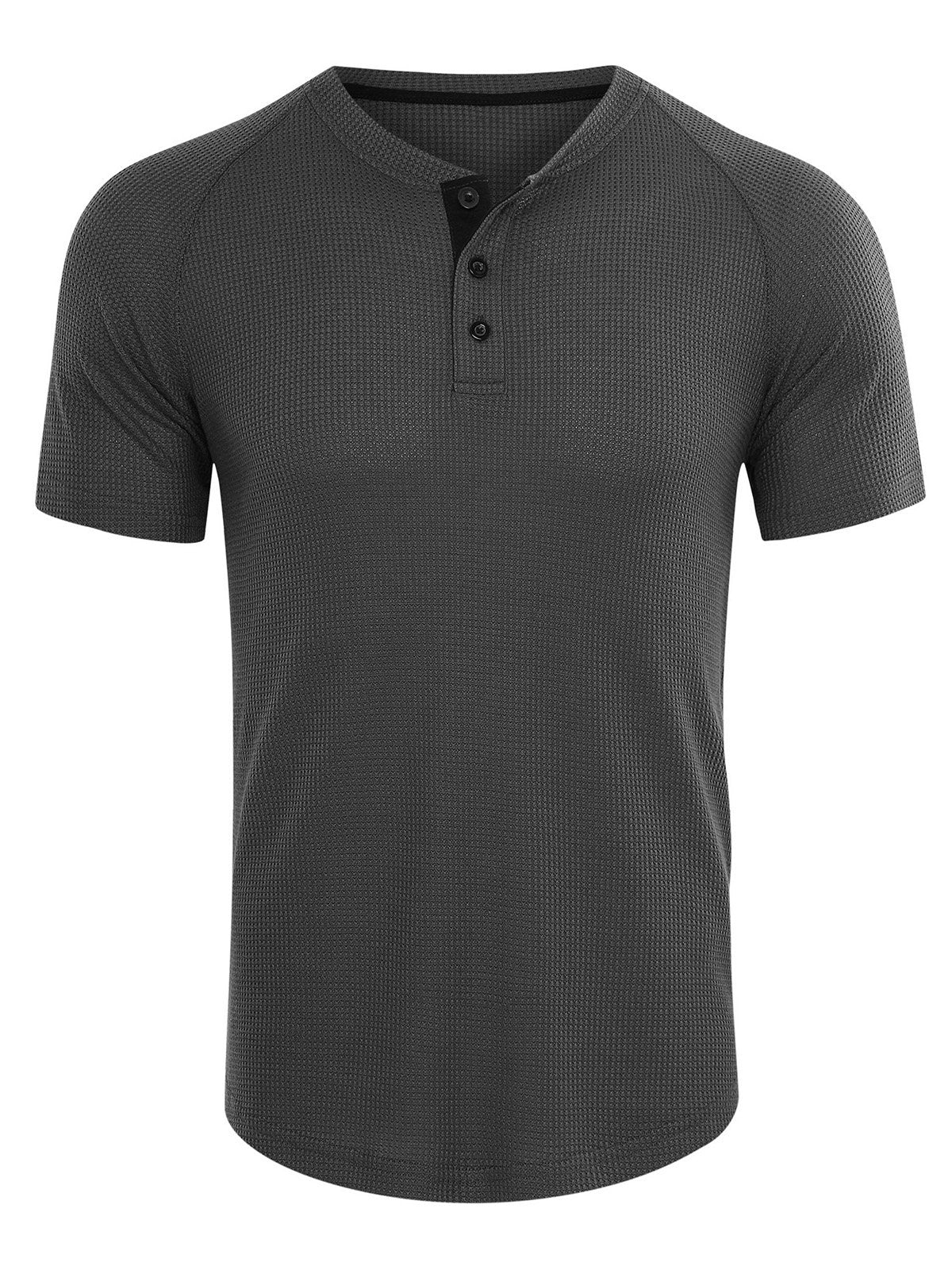 Men's Casual Solid Color Short Sleeve Henley T-shirt