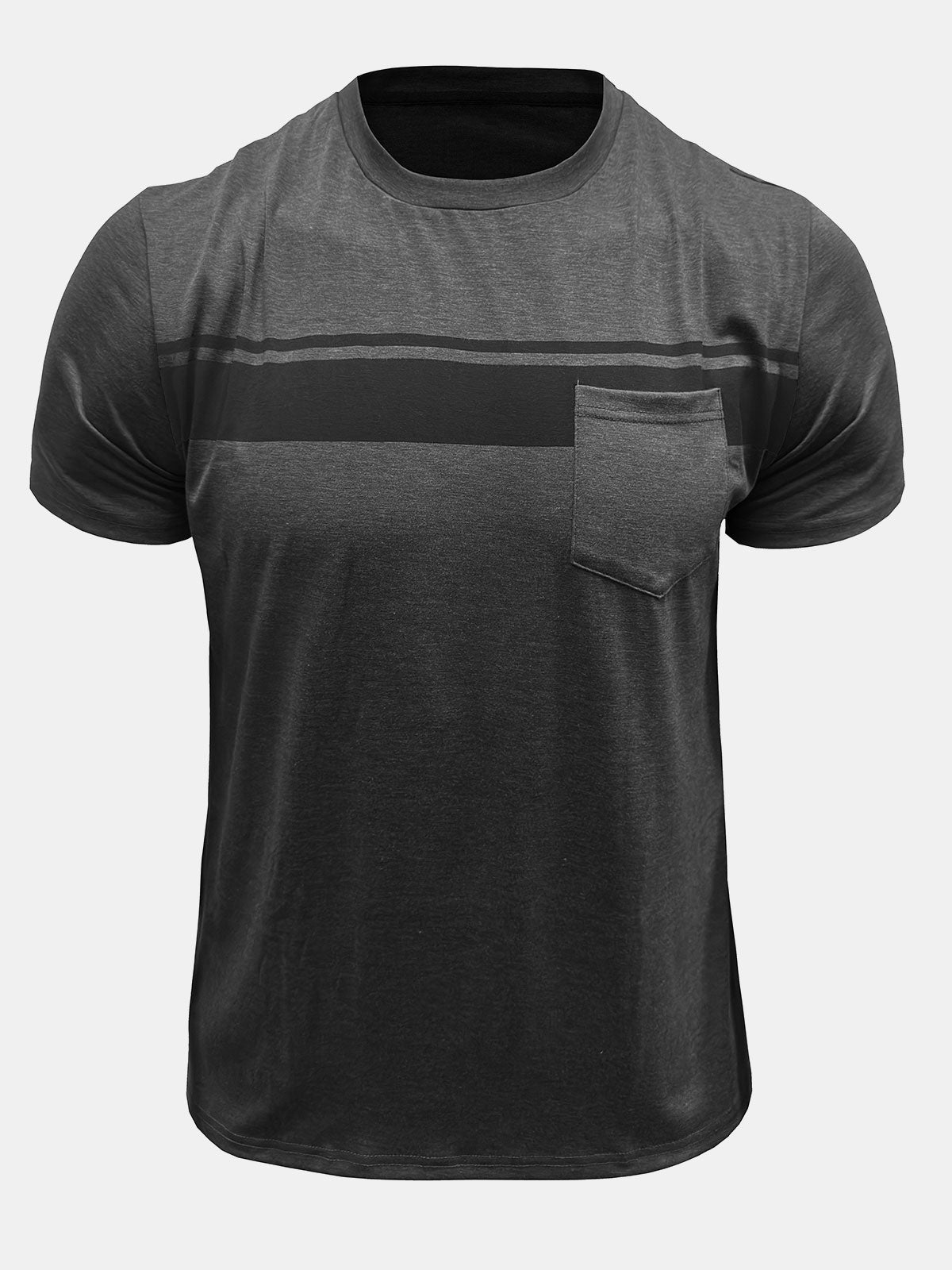 Men's Comfort Striped Patchwork Pocket T-Shirt