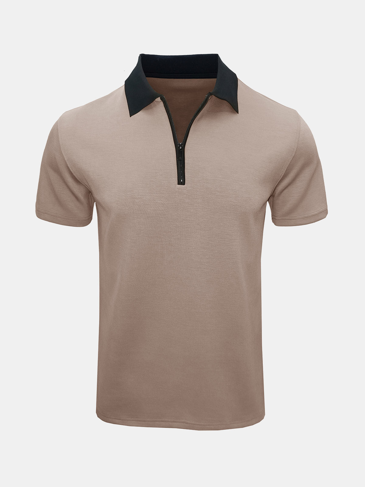 Men's Casual Summer Breathable Zip Short Sleeve Polo Shirt