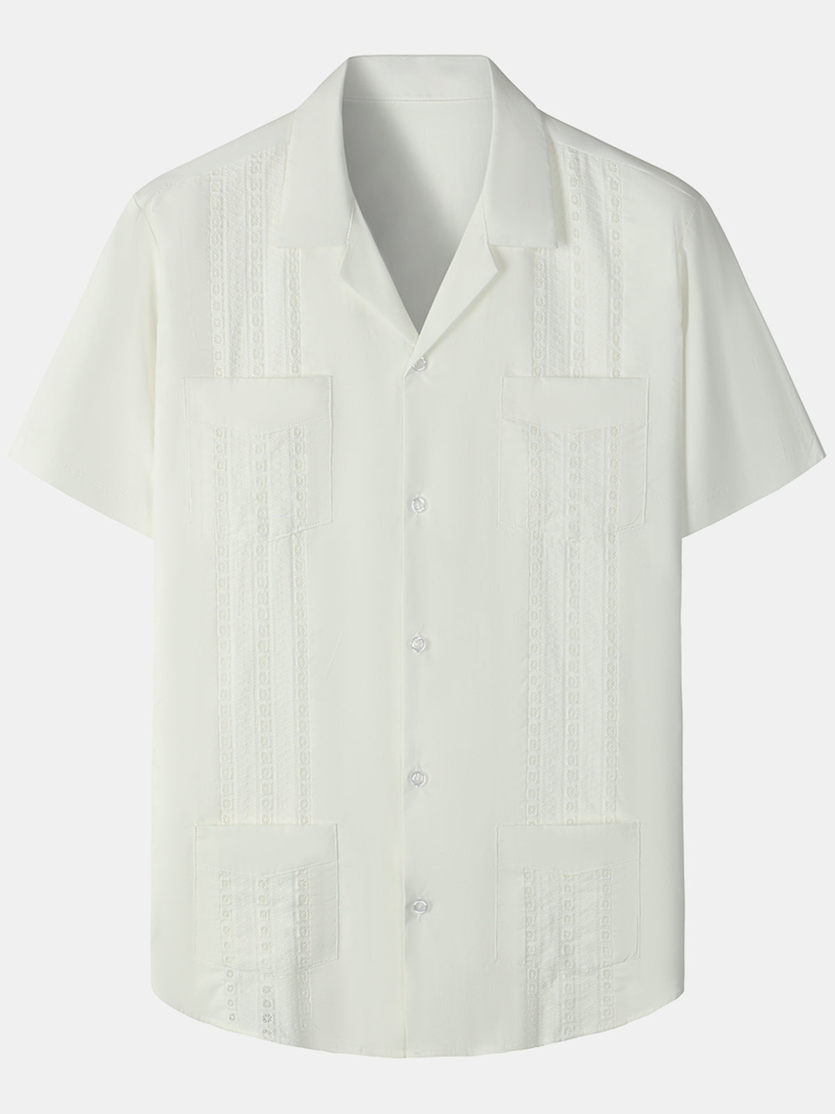 Men's Guayabera Cuban Short Sleeve Casual Button Beach Shirt