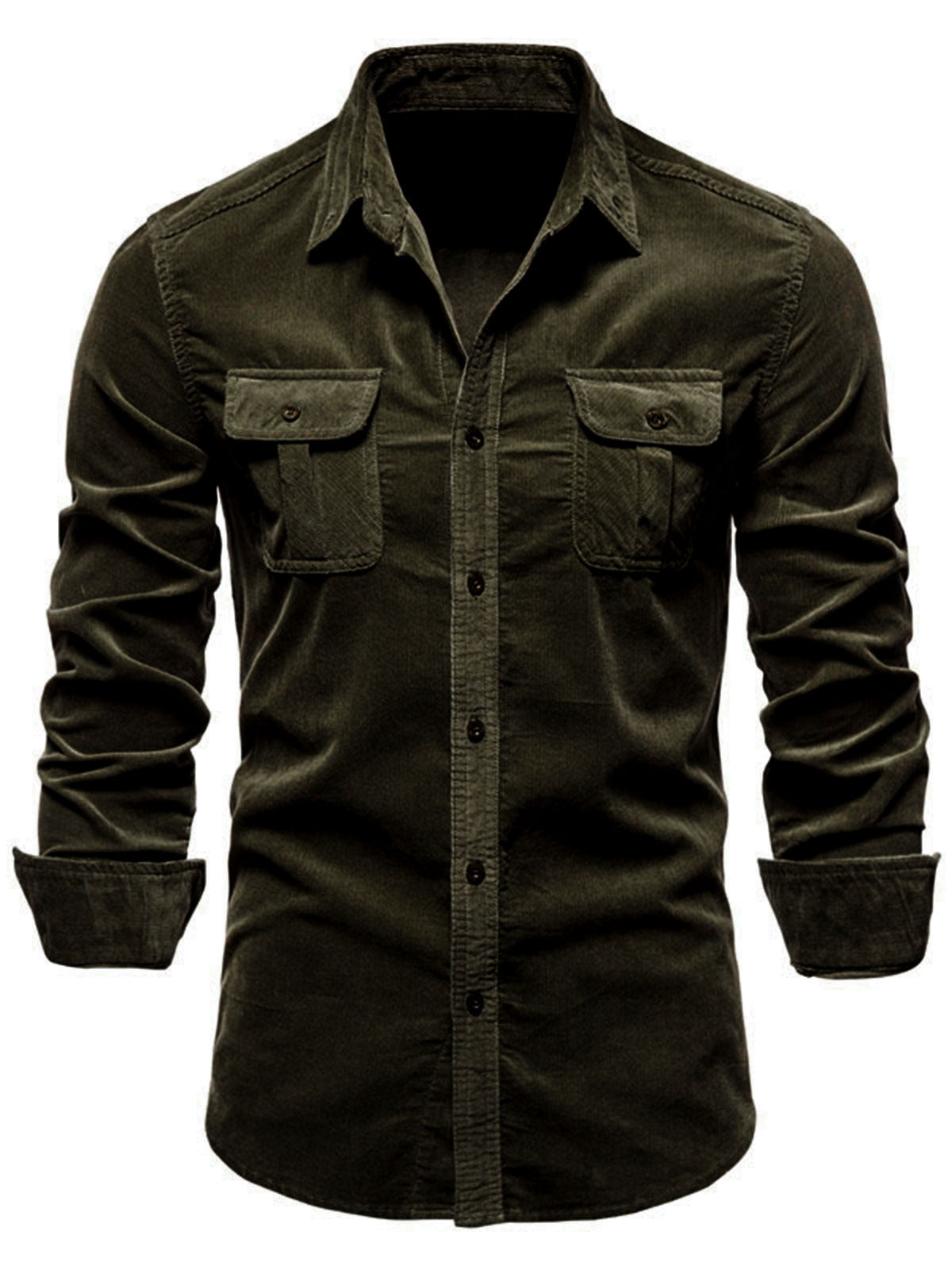 Men's Breathable Cotton Solid Color Classic Long Sleeve Shirt