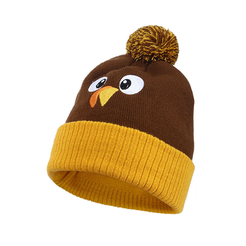 Thanksgiving Warm Embroidered Turkey Knitted Hat