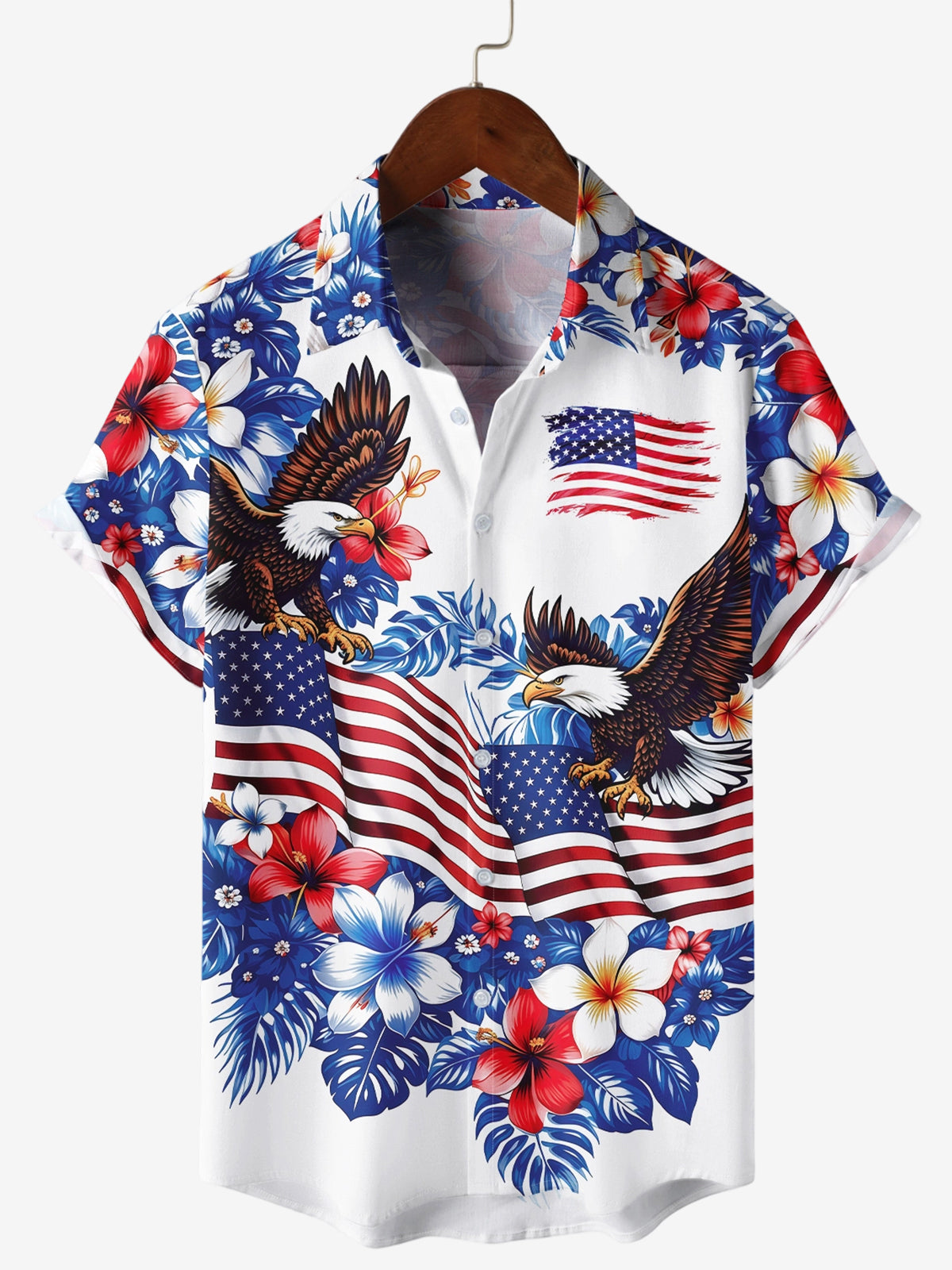 Men's Holiday American Celebration Short Sleeve Hawaiian Shirt
