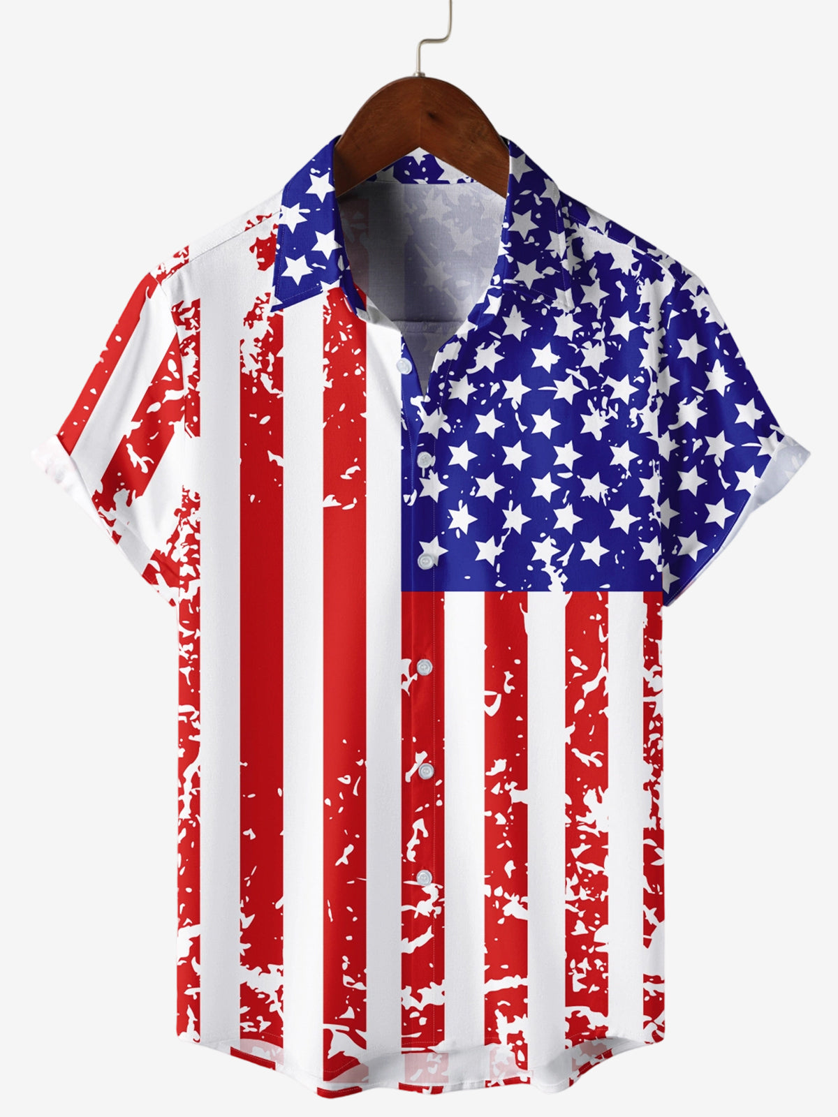 Men's Holiday U.S. Independence Day Anniversary Flag Short Sleeve Shirt