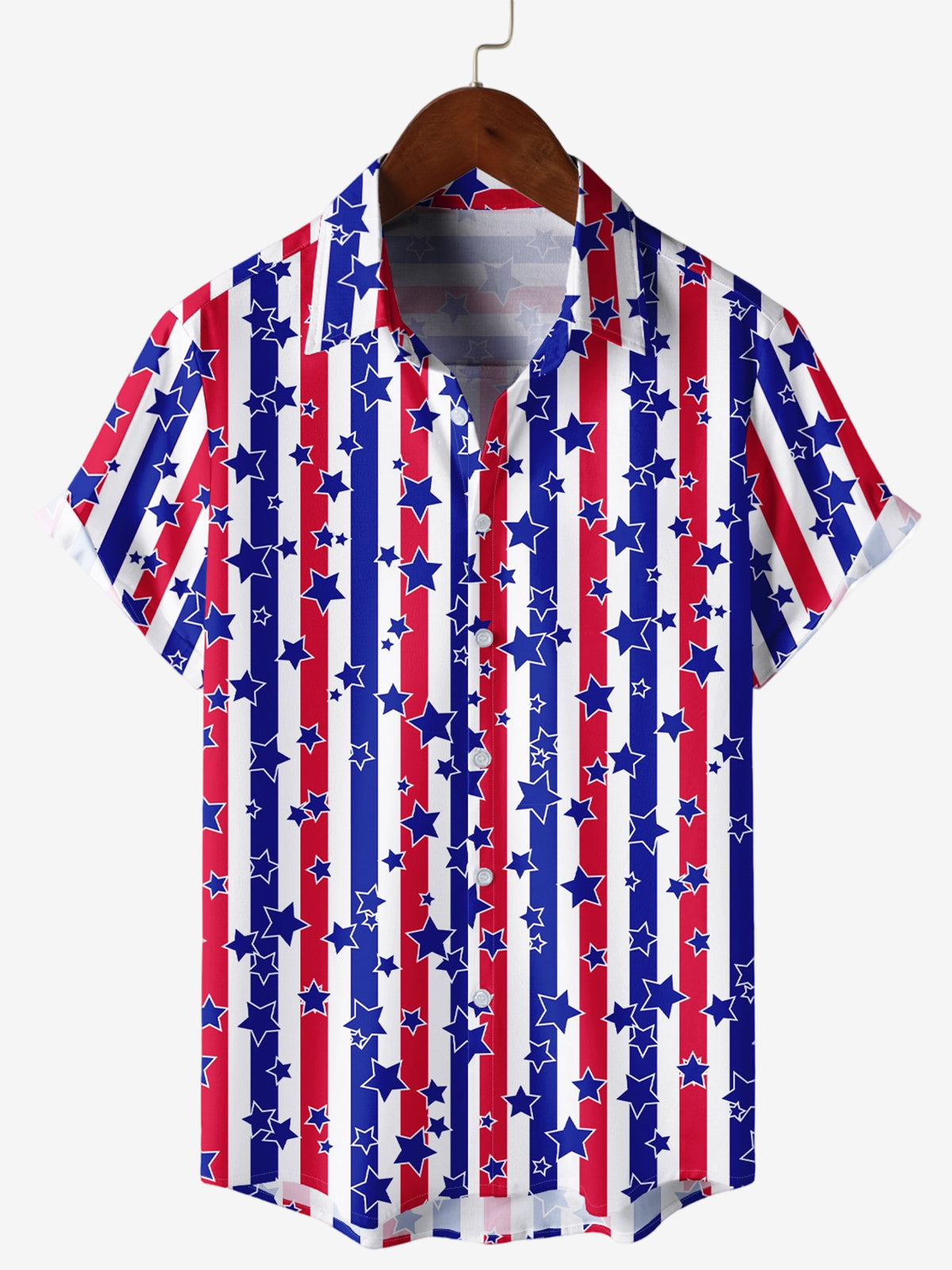 Men's Holiday Stars Stripes American Celebration Short Sleeve Shirt