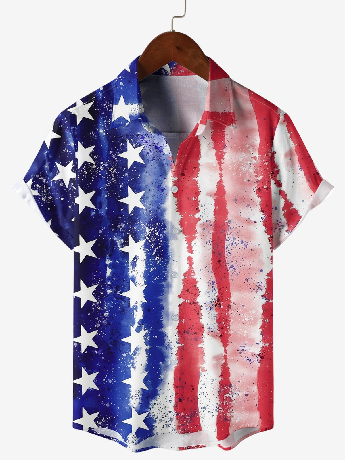 Men's Holiday American Celebration Stars Stripes Short Sleeve Shirt