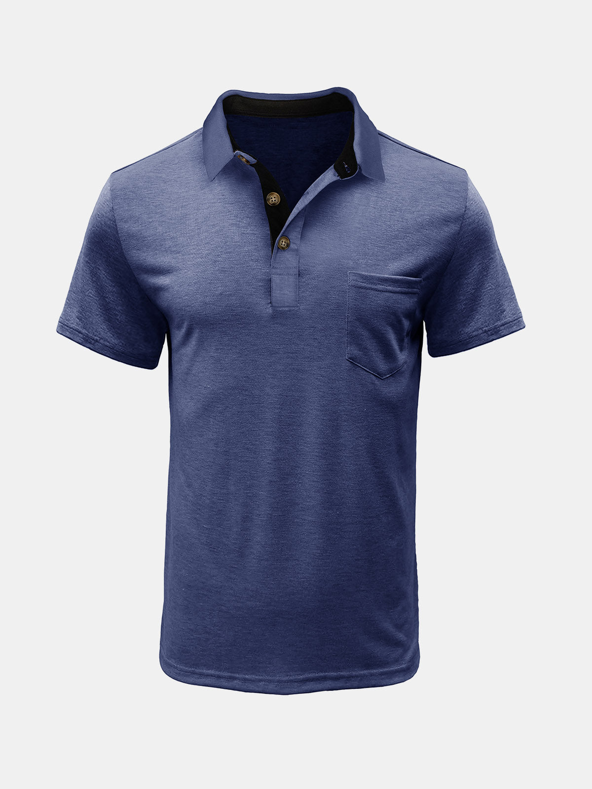 Men's Summer Casual Breathable Pocket Solid Color Short Sleeve Polo Shirt