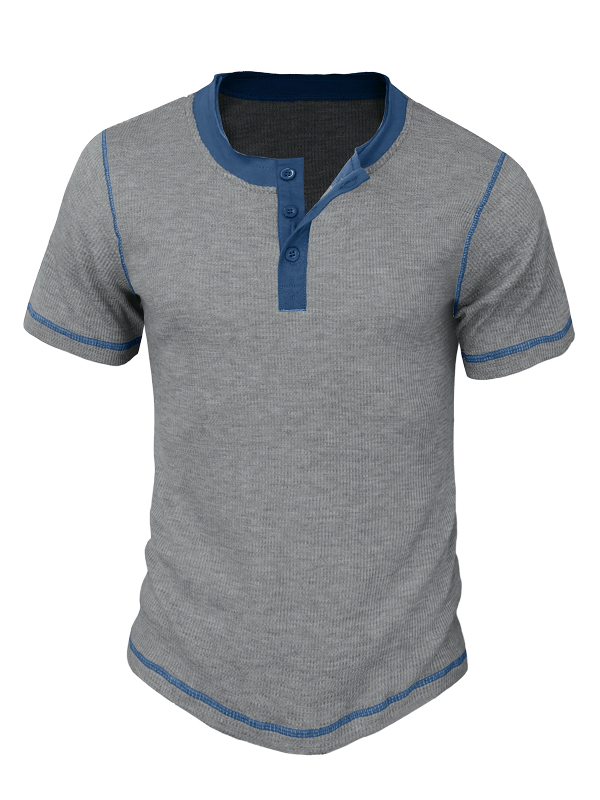 Men's Breathable Solid Color Henley Collar Vintage Short Sleeve T-Shirt