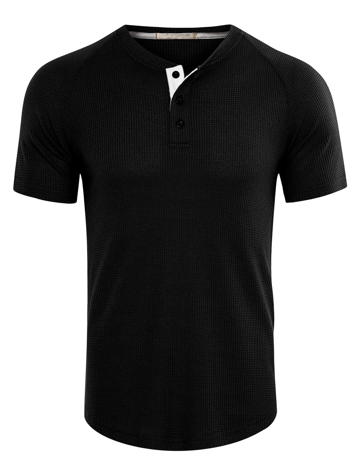 Men's Casual Solid Color Short Sleeve Henley T-shirt