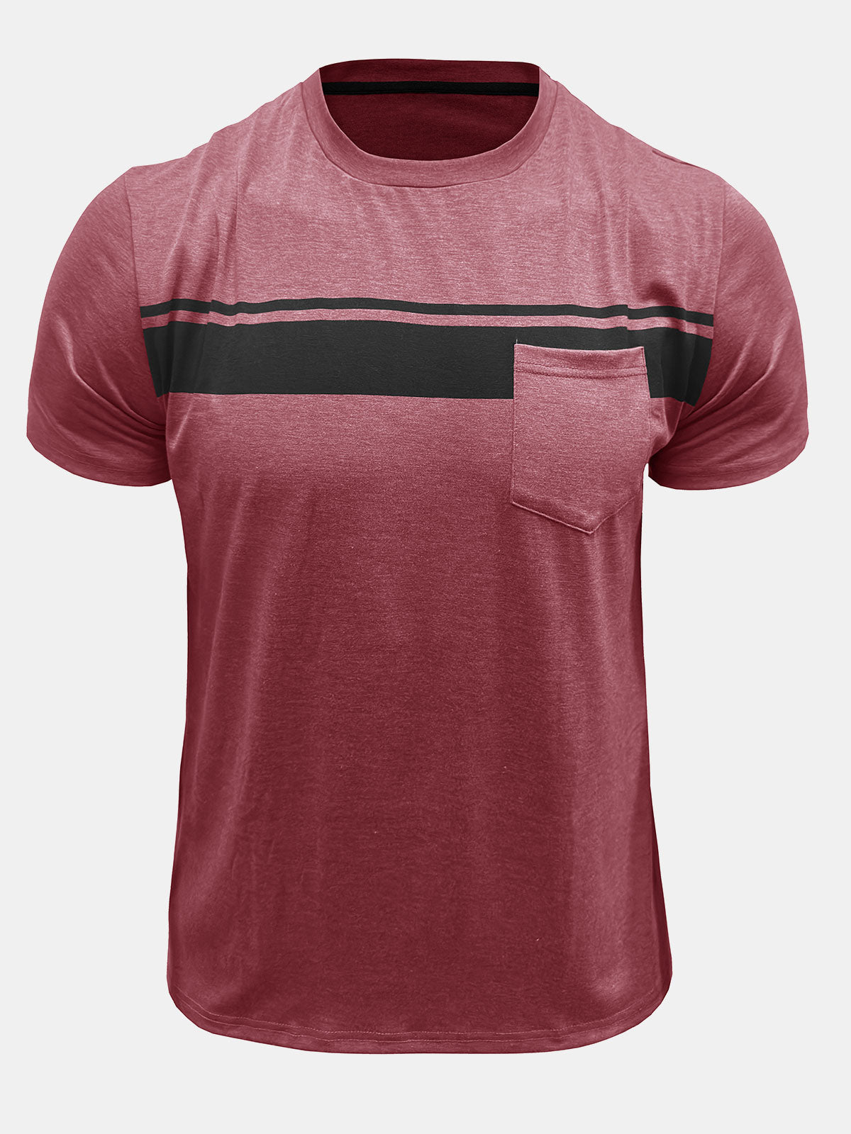 Men's Comfort Striped Patchwork Pocket T-Shirt