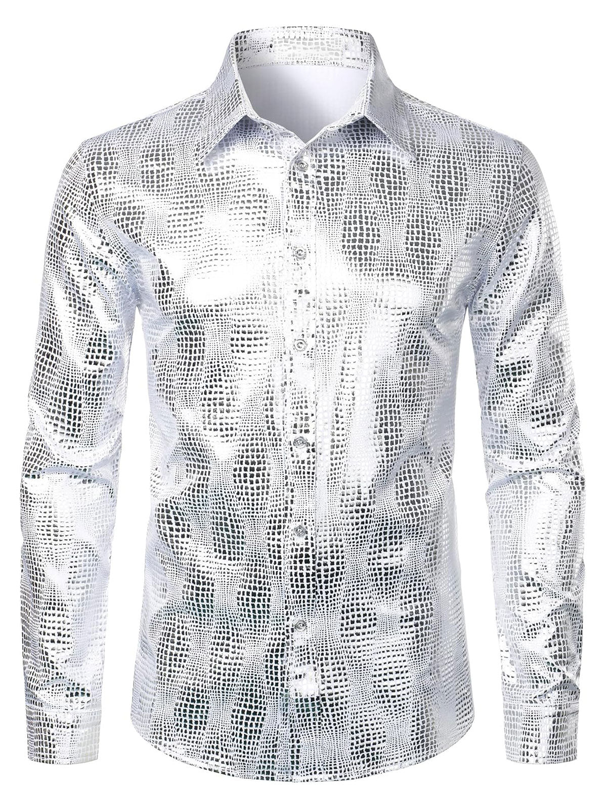 Men's Luxe Paisley Shiny Geometric Print Button Down Shirt