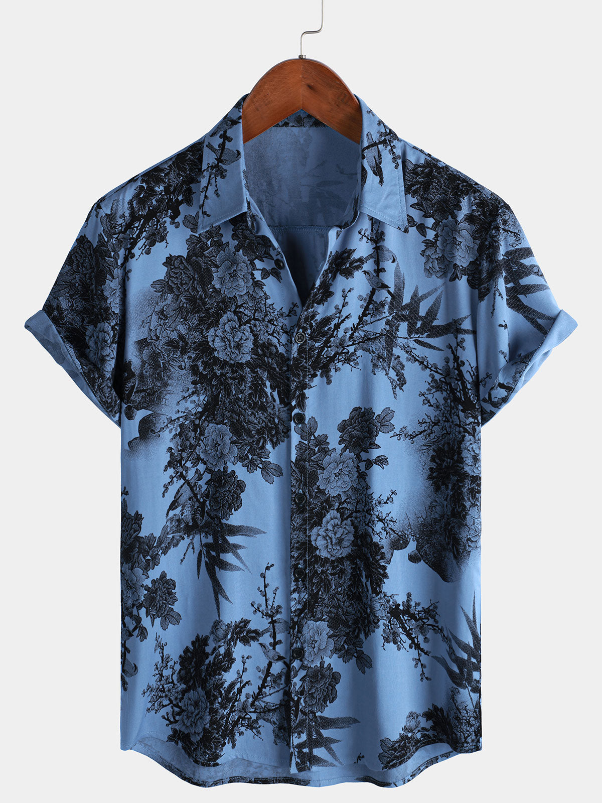 Men's Retro Holiday Breathable Flower Hawaiian Short Sleeve Shirt