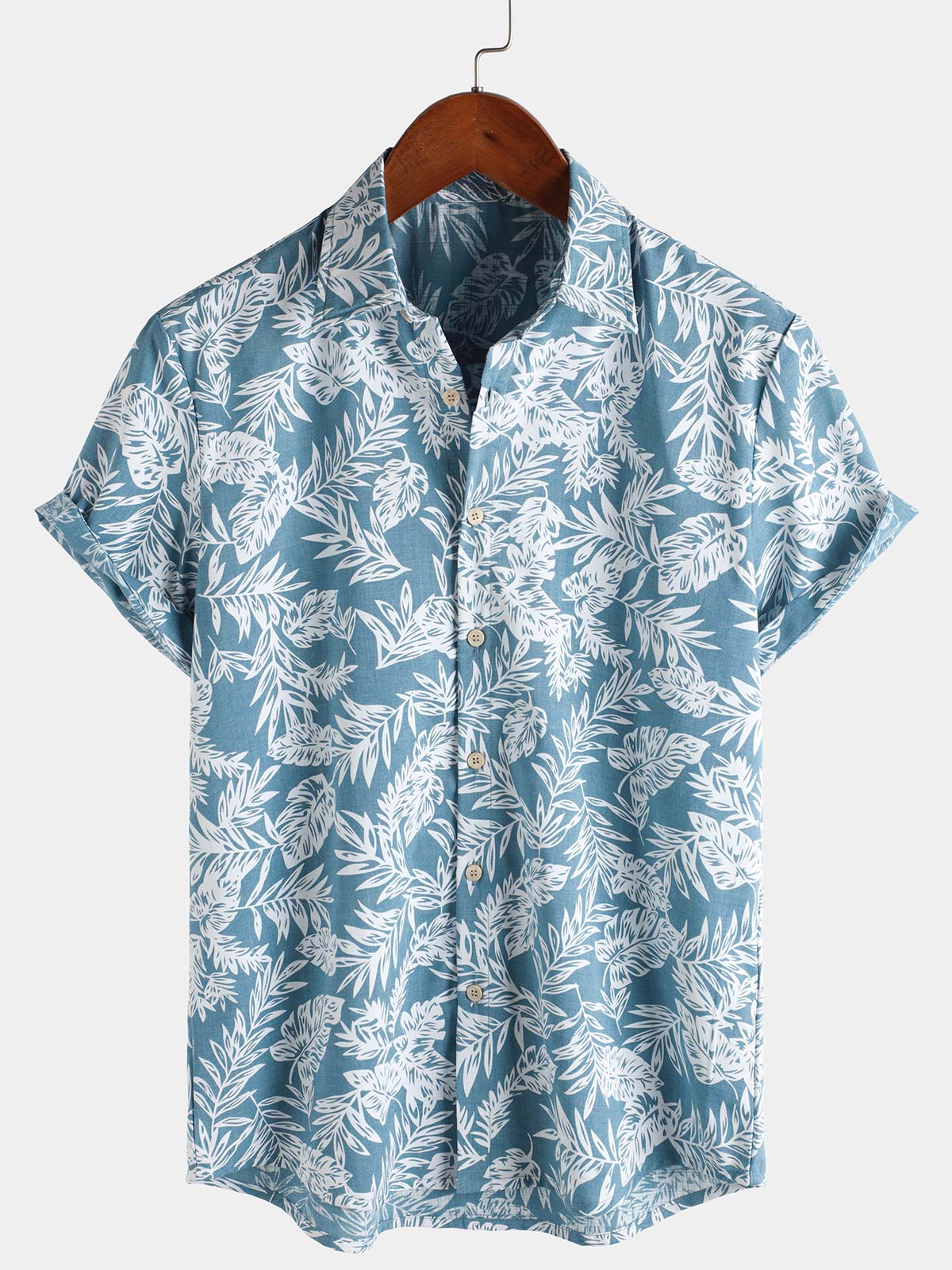 Men's Blue Tropical Short Sleeve Summer Hawaiian Shirt