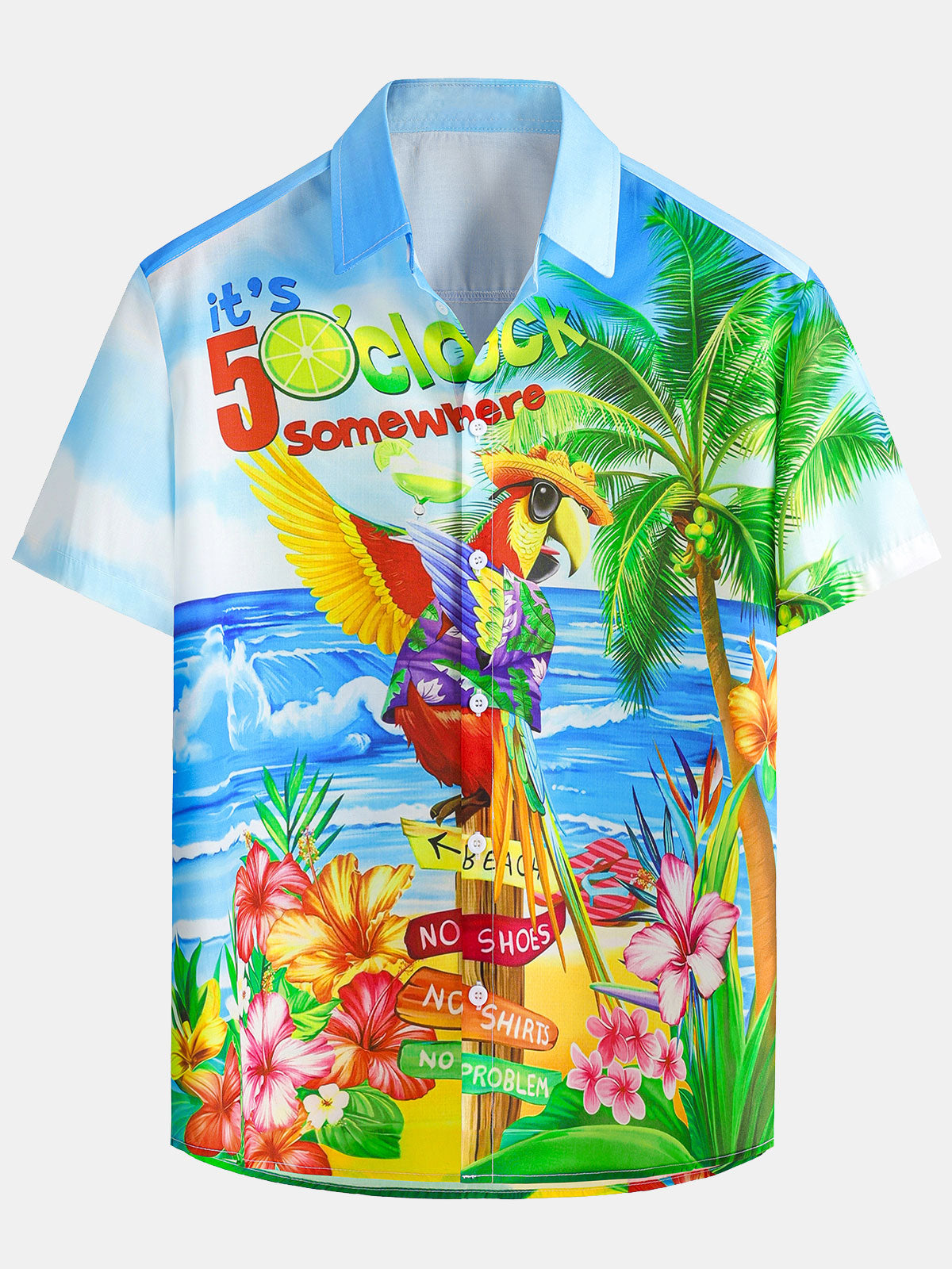 Men's It's Five o'clock Somewhere Short Sleeve Hawaiian Shirt