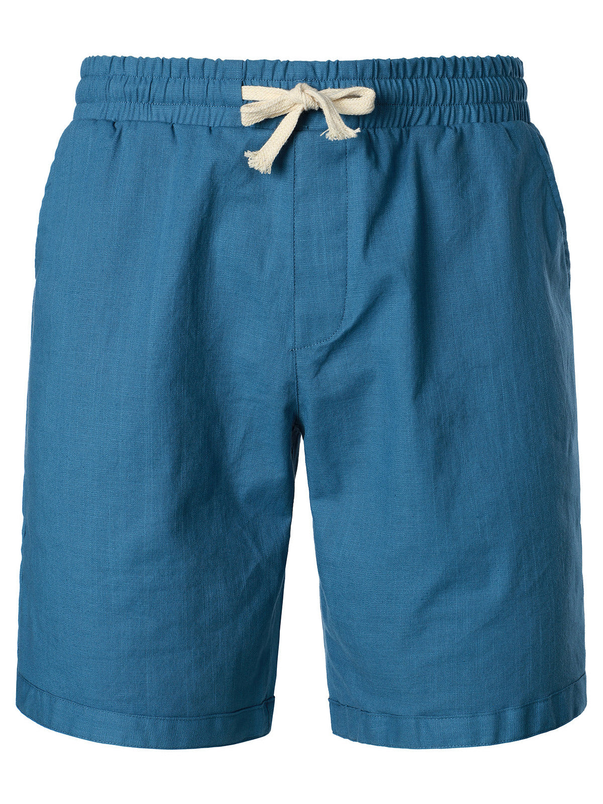 Men's Elastic Waist Linen Cotton Loose Solid Color Casual Shorts