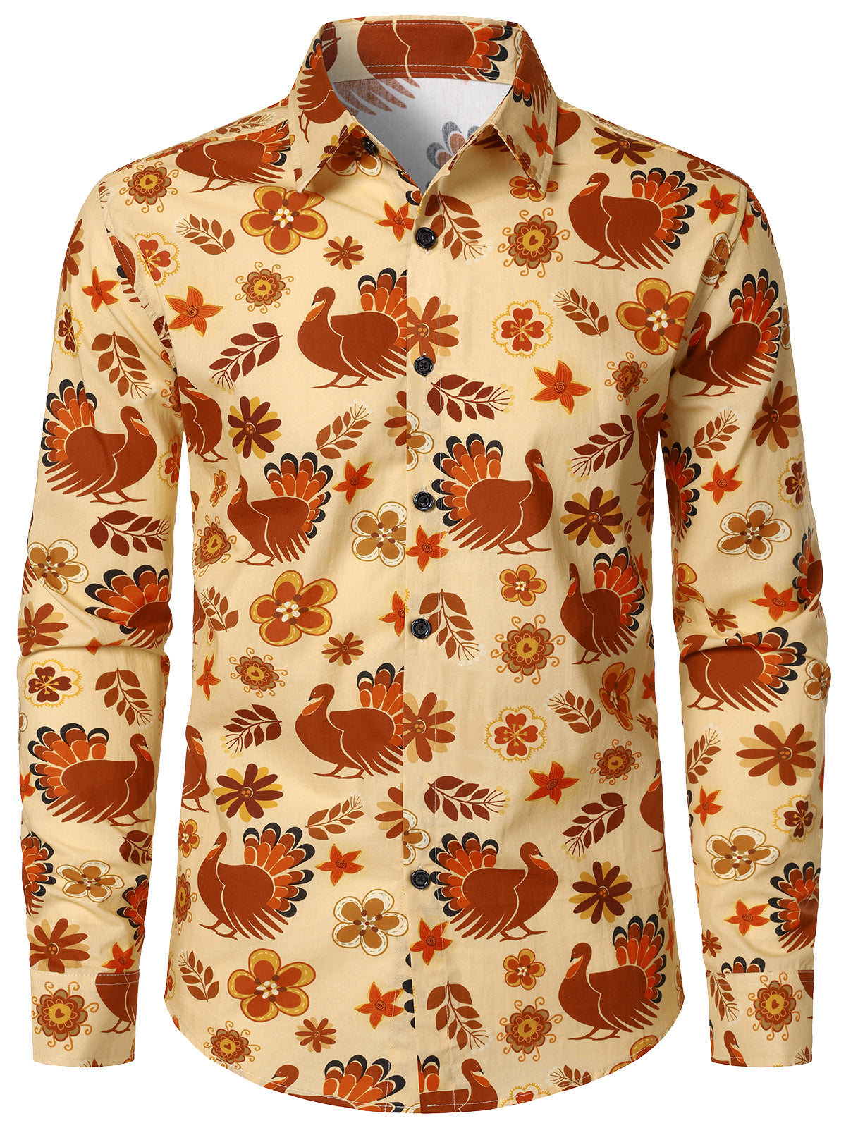 Men's Thanksgiving Turkey Vintage Cotton Long Sleeve Shirt
