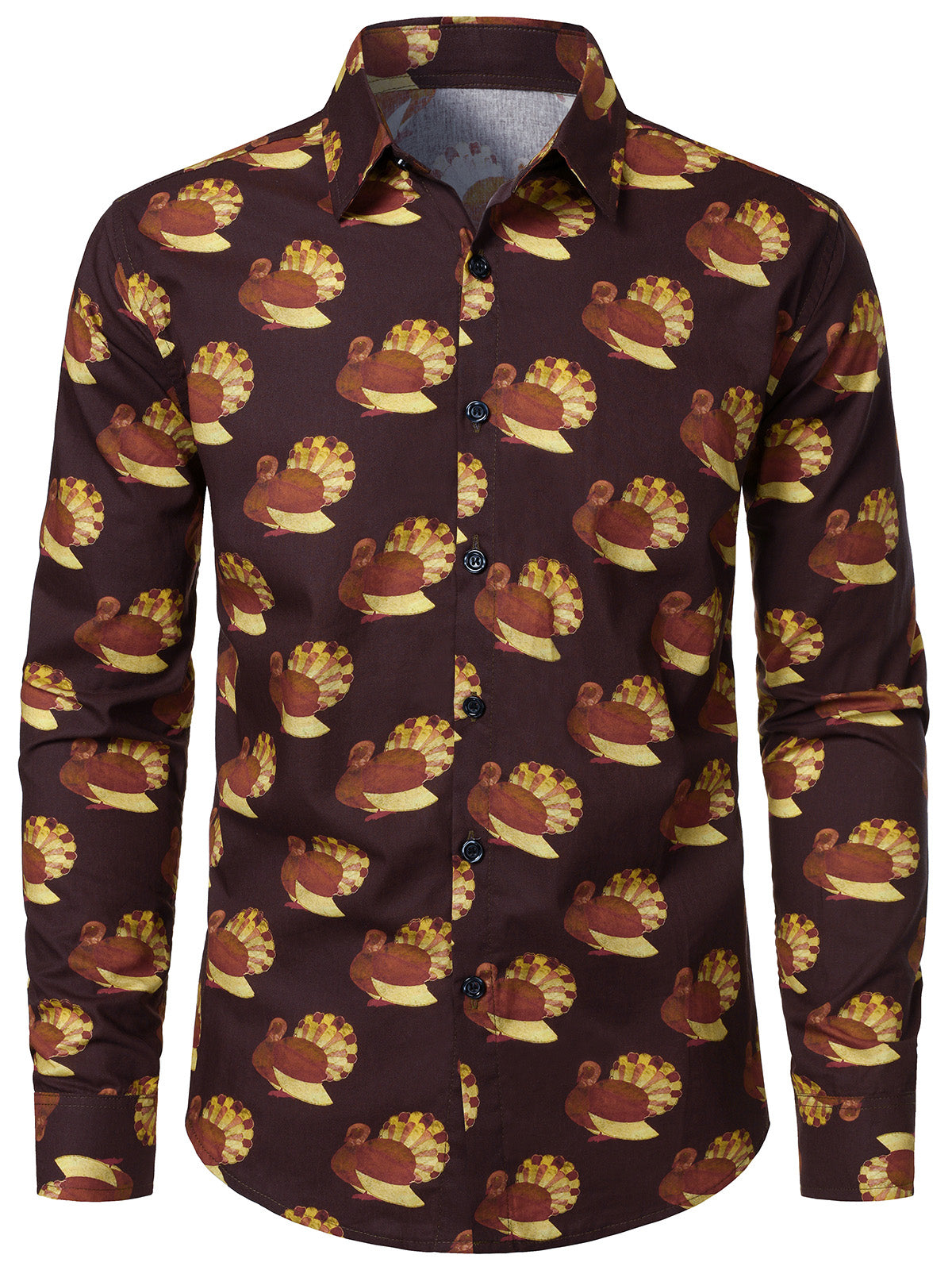 Men's Thanksgiving Holiday Turkey Funny Cotton Long Sleeve Shirt