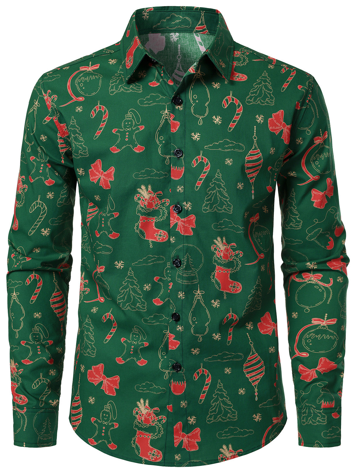 Men's Cotton Christmas Holiday Xmas Party Long Sleeve Shirt