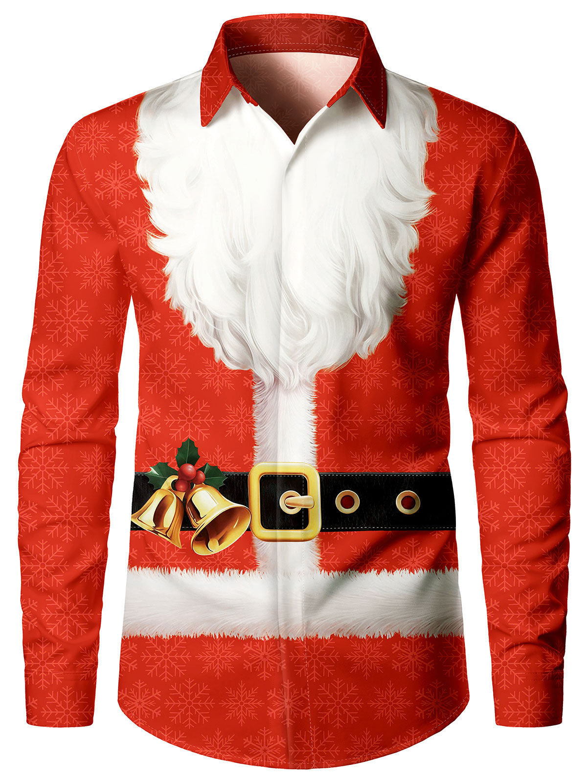 Men's Christmas Themed Holiday Red Long Sleeve Shirt