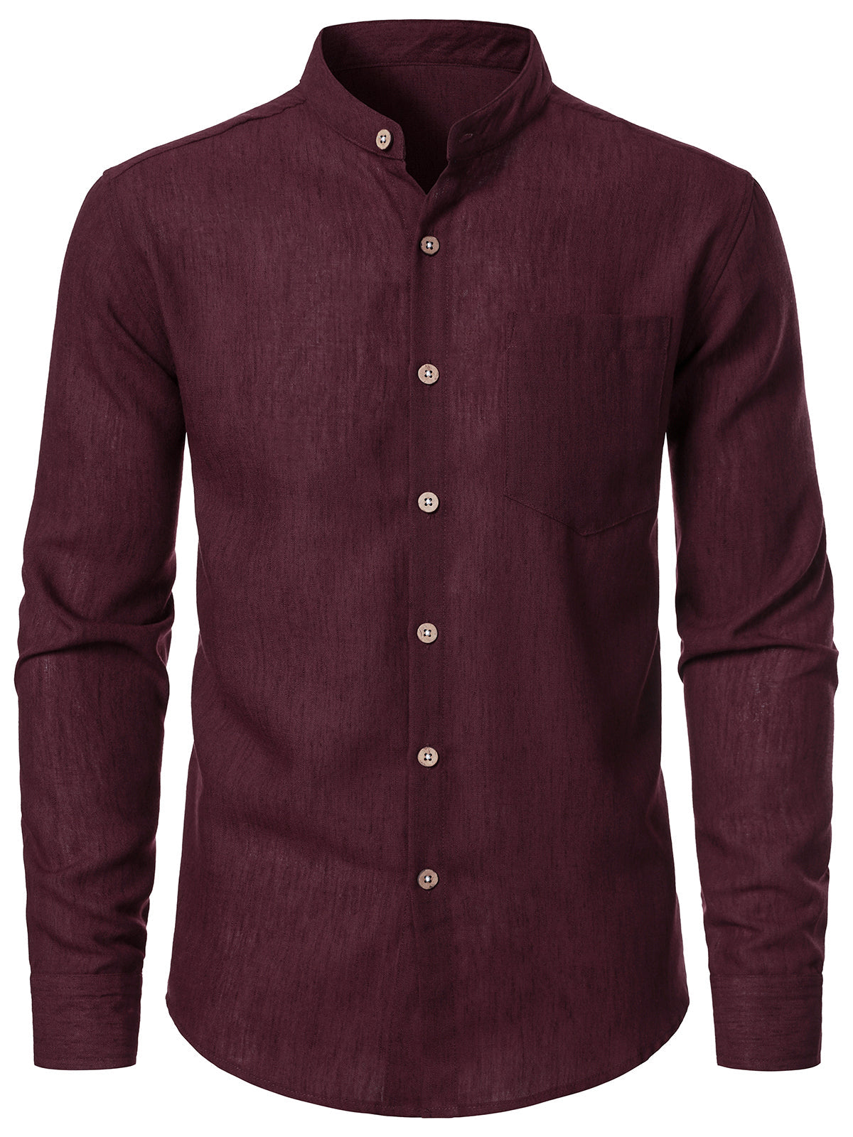 Men's Red Solid Comfort Long Sleeve Shirt