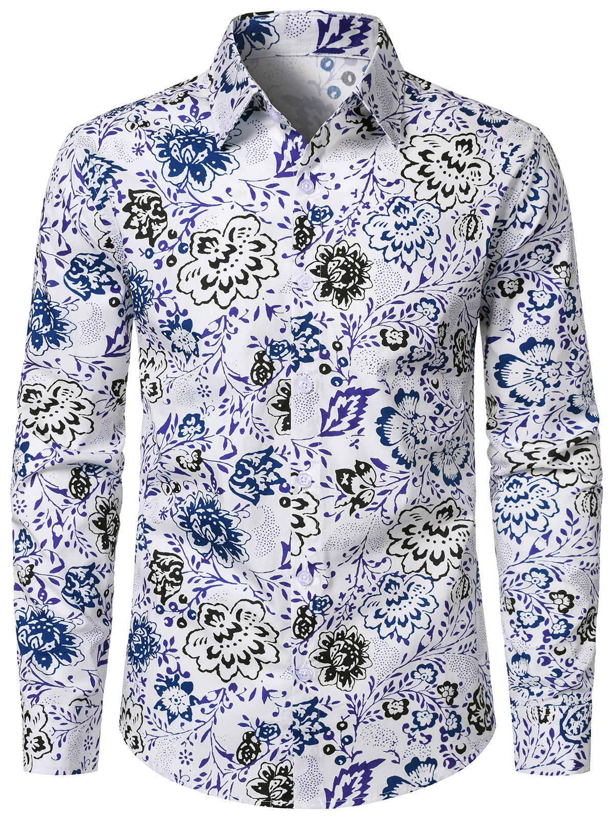 Men's Floral Casual Cotton Breathable Long Sleeve Shirt